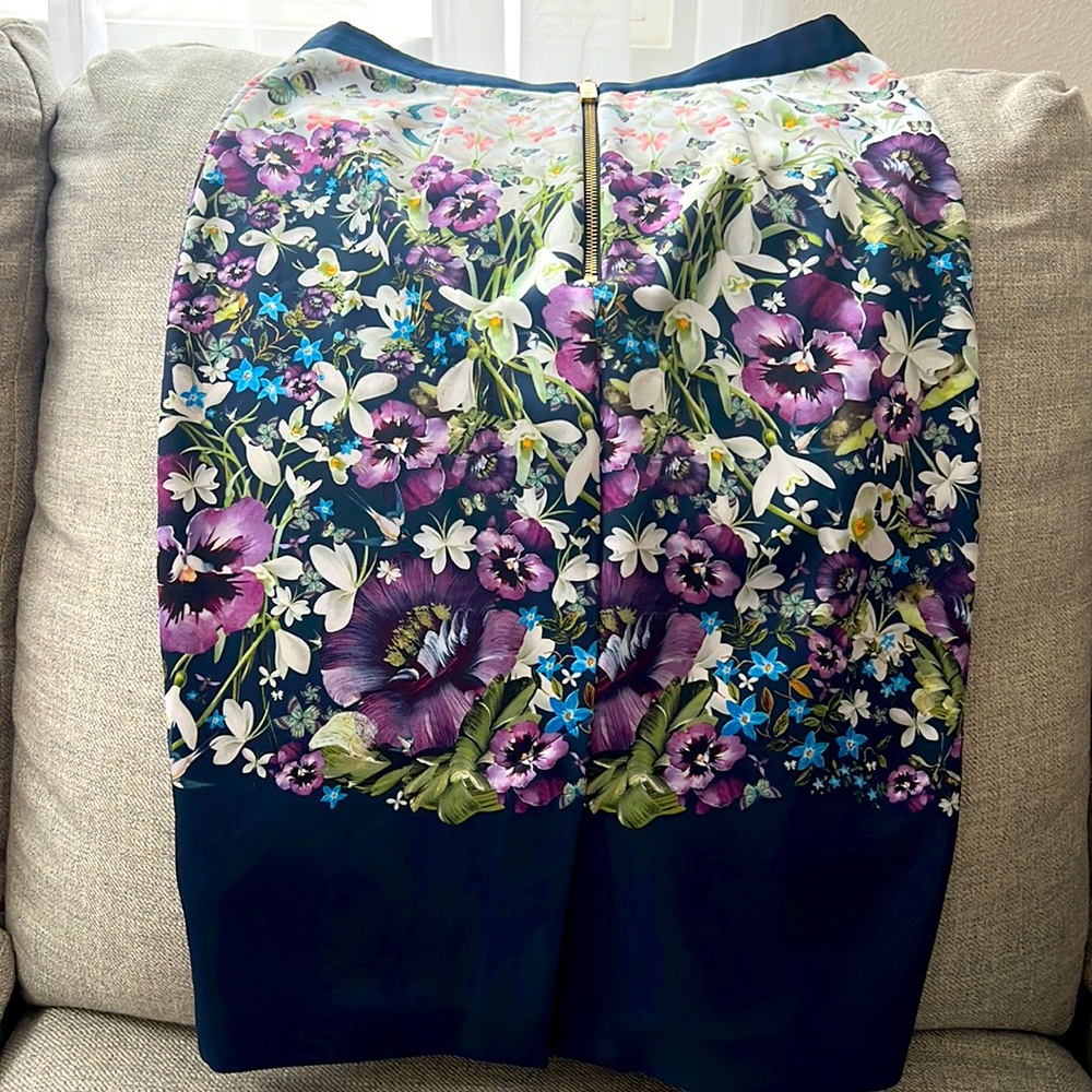 Ted Baker Floral Midi Skirt - Purple and Green